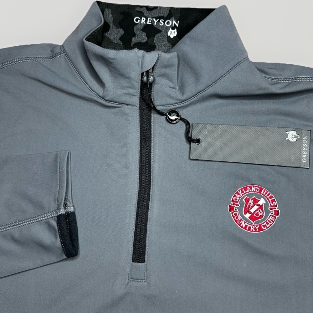 Greyson Tate 1/4 Zip Pullover Mens Medium Gray Oakland Hills Country Club Golf